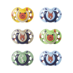 Tommee Tippee Fun Style Soothers, Symmetrical Orthodontic Design, BPA-Free Silicone Baglet, 6-18m, Pack of 6 Dummies