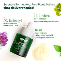 OZiva+ Advanced Hair Growth Serum with 3% Redensyl & 1% Lindera Root Extract | Balances Scalp Microbiome & Activates Hair Growth | Scientist Formulated with Pure Plant Actives | No side effects | 30ml
