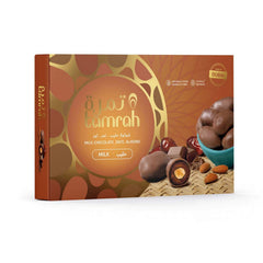 Tamrah Milk Chocolate Premium Milk Chocolate-Coated Dates with Stuffed Almonds, Nutritious Snacks, Ideal for Gifting, Daily Treats, Kids' Favorite Chocolates - Gift Box 180 grams