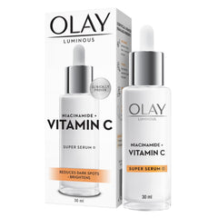 Olay Super Serum: Luminous Serum With Niacinamide + Vitamin C For Even & Glowing Skin, Sulphate & Parbene Free, 30 ML
