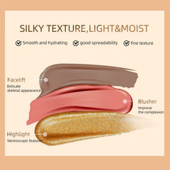 Cream Contour Beauty Wand,Xcreando Liquid Contour Stick with Cushion Applicator Silky Liquid Bronzer Stick Waterproof Lightweight Face Concealer Contouring with Natural Matte Finish(#03 Peach Blush)