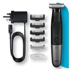 Braun Series X All-in-One Showerproof Beard Trimmer, Shaver, and Body Groomer for Men, with 5 combs for Face & Body, Gifts for Men, XT5100, black/silver