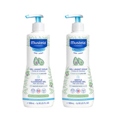 Mustela Baby Gentle Cleansing Gel - Baby Hair & Body Wash - with Natural Avocado fortified with Vitamin B5 - Biodegradable Formula & Tear-Free - Pack of 2 - 500ml