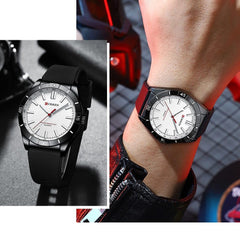 CURREN New Model CURREN Men's Analog Quartz Wrist Watches Simple Watches Silicone Band Luminous Wristwatch Business Men 8449 Fashion - BLACK WHITE