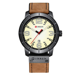 CURREN 8327 Watch Men Brand Quartz Leather Daily Waterproof Round Dial Wrist Fashion Business Watch Relogio Masculino - Brown