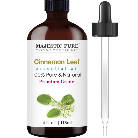 MAJESTIC PURE Cinnamon Essential Oil | 118 ml | 100% Pure and Natural Cinnamon Oil | Premium Grade Essential Oils for Hair Care, Home Diffusers, Skin, Aromatherapy, Massage and Humidifiers | 118 ml