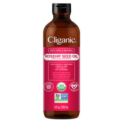Cliganic Organic Rosehip Seed Oil for Face, 100% Pure | Natural Cold Pressed Unrefined Non-GMO 8 fl.oz/240ml