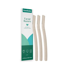 FemiSafe Eco Friendly Face Razor | Easy & Safe Painless Hair Removal for Facial Hair & Bikini Area|Organic & Soothing Pack of 3 Razors with Micro Guards|Remove fine hairs effectively