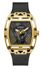 GUESS US Men's Gold-Tone and Black Analog Cutout Watch
