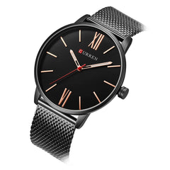 CURREN Mens Watches, Fashion Simple Minimalist Waterproof Quartz Analog Watch Designer Luxury Business Classic Wrist Watch Gold Band, Black, Black, Analog Watch