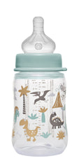 Nip Wide-Neck Milk Bottle,Baby Feeding Bottle- 260 ml, BPA-Free, Soft Silicone Medium-Flow Breast-Like Teat, Unisex, Easy to Clean, Nursing Bottle for Newborns Infants & Toddlers,Made in Germany, Dino