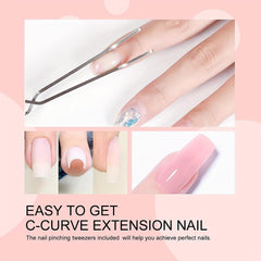 Hotolove 5-In-1 Builder Nail Gel Set - 2 Colors 15ML Builder Nail Gel Set for Nail Extension, Nail Repair, Reinforcement, Sticking Diamonds & Nail Art Design