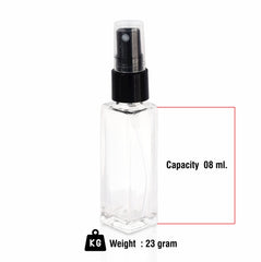 Pure Source India Travel Refillable Perfume Clear Glass Bottles with Spray Pump for Perfume Essential Oils Aromatic Water Blend 8 ML Set of 3 Pcs