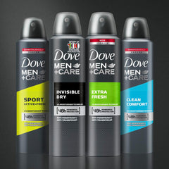 Dove Men+Care Antiperspirant Deodorant, with 48 hour powerful protection, Clean comfort, with ¼ moisturiser technology, 150ml