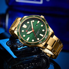 CURREN 8426 Men Watch Top Brand Stainless Steel Quartz Wrist watches Casual Business Waterproof - GOLD GREEN