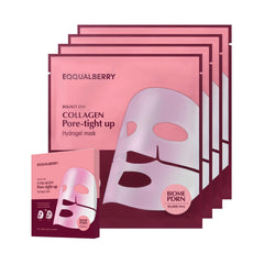 Ecoberry Pore Tightening Collagen Mask - Low Molecular Collagen to Minimize and Tighten Pores, Korean Collagen Face Mask for Glass Skin, 4 Sheets, 1.01 oz