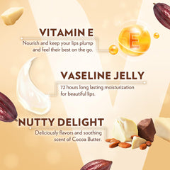 Vaseline Lip Care Cocoa Butter Lip Balm Tub With Pure Jelly & Cocoa Butter For Soft & Glowing Lips| Nourishes & Protects Lips| Non-greasy Lip Moisturizer for Naturally Tinted Lips| 7 gm