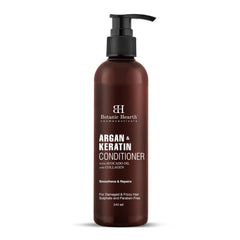 Botanic Hearth Argan & Keratin Conditioner with Collagen | Repairs Hair & Controls Frizz | For Damaged & Frizzy Hair | Sulphate & Paraben Free | 245ml