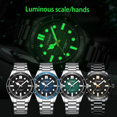 CURREN-Quartz Wrist Watches for Men, Round Luminous Hand, Stainless Steel Strap, Casual Business Watch, New Watches for Men, 8450 - SILVER GREEN