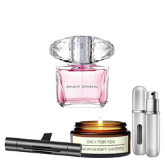 Bright Crystal Perfume for Women- Women's Fragrances Gift Set with Lavender Soy Wax Candle, Car Air Freshener & Portable Perfume Atomizer- Bright Crystal Eau de Toilette Spray- 3 Fl Oz
