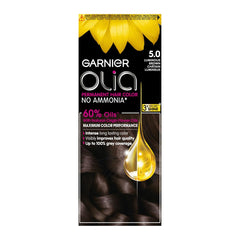 Garnier Permanent Hair Dye, Intense, Long-lasting Colour, Up to 100% Grey Hair Coverage, No Ammonia, 60% Oils, Olia, 5.0 Luminous Brown