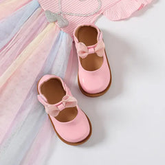 Patpat Toddler / Kids Bow Decor Black Flat Shoes Pink