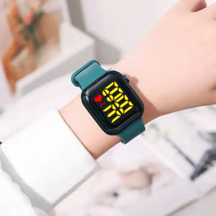 PATPAT Toddler / Kid LED Watch Digital Smart Square Electronic Watch (With packing box) green