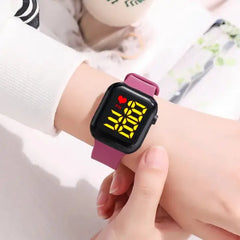 PATPAT Toddler / Kid LED Watch Digital Smart Square Electronic Watch (With packing box) burgundy