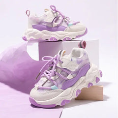 Patpat Toddler/Kids Sneakers Breathable Lace-up Basketball Shoes purple
