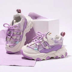 Patpat Toddler/Kids Sneakers Breathable Lace-up Basketball Shoes purple