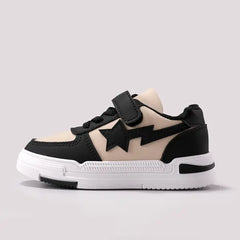 PATPAT Kids Sneakers Star Pattern Color-block Velcro Sports Shoes Black