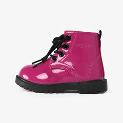patpat Toddler and Kids Solid Color Side Zipper Boots Hot pink