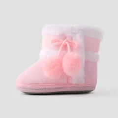 Patpat Christmas Baby & Toddler Pompom Decor Plush Walking Shoes pink