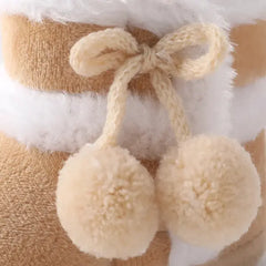 Patpat Christmas Baby & Toddler Pompom Decor Plush Walking Shoes Apricot