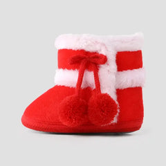 Patpat Christmas Baby & Toddler Pompom Decor Plush Walking Shoes red