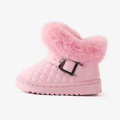 Patpat Toddler & Kids Basic Solid Color Buckle Decor Snow Boots pink