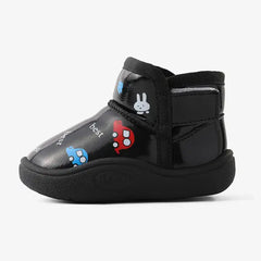 PATPAT Toddler & Kids Childlike Cartoon Vehicle & Rabbit Print Fleece Snow Boots black