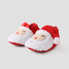 PATPAT Christmas Baby & Toddler Childlike Santa Pattern Fleece Walking Shoes Red