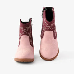 PATPAT Toddler & Kids Pretty Embroidered Cowgirl Boots Brungandy