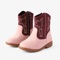 PATPAT Toddler & Kids Pretty Embroidered Cowgirl Boots Brungandy