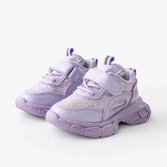 PATPAT Toddler/Kids Girls Sneakers Stylish Glitter Design Velcro Basketball Shoes purple