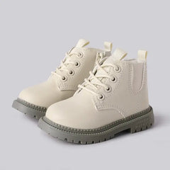 Patpat Toddler & Kids Basic Side Zipper Combat Boots white
