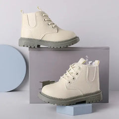 Patpat Toddler & Kids Basic Side Zipper Combat Boots white