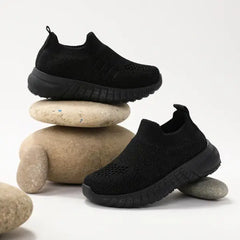 PATPAT Toddler/Kids Sneakers Solid Slip-on Non-slip Tennis Shoes Black