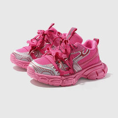 PATPAT Kids Girl/Boy Sneakers Solid Fabric Stitching Cross Strap Sports Shoes Pink