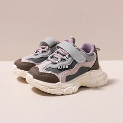 PATPAT Toddler/Kids Girl/Boy Sporty Fabric Stitching Casual Velcro Shoes Purplesaga