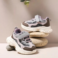 PATPAT Toddler/Kids Girl/Boy Sporty Fabric Stitching Casual Velcro Shoes Purplesaga
