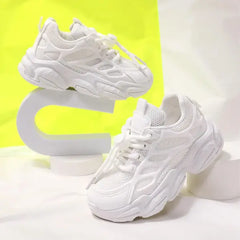 PATPAT Toddler/Kids Sneakers Sporty Colorful Shoelace Basketball Shoes white