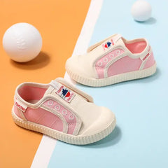 PATPAT Toddler/Kid Boy/Girl Canvas Slip-On Color Block Casual Shoes Pink