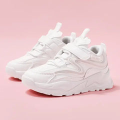 PATPAT Toddler/Kids Sneakers Unisex Sporty Style Velcro Closure Basketball Shoes White